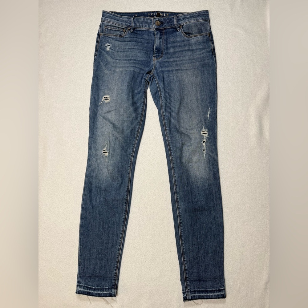 White House Black Market The Skimmer Distressed Mid Rise Jeans Size 8 #2168 - Picture 2 of 10